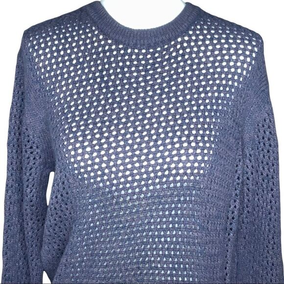 ALL SAINTS chocolate brown open weave crew neck pullover sweater XXS - Picture 3 of 9